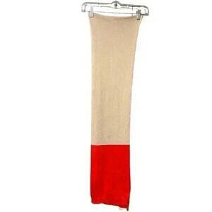 Ann Taylor Color Block Scarf OS Red/ Beige Colorblock Fall Winter Warmth NWT